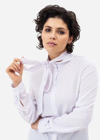 Белая классическая рубашка однотонная Garne с длинным рукавом