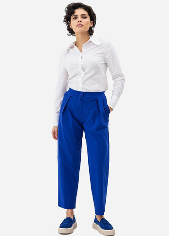 Синие кэжуал демисезонные укороченные брюки Garne