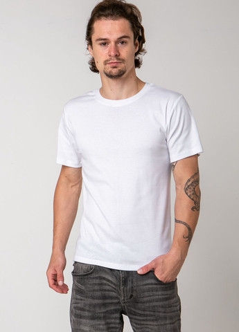 Белая мужская футболка с закрытым горлом Ozkan