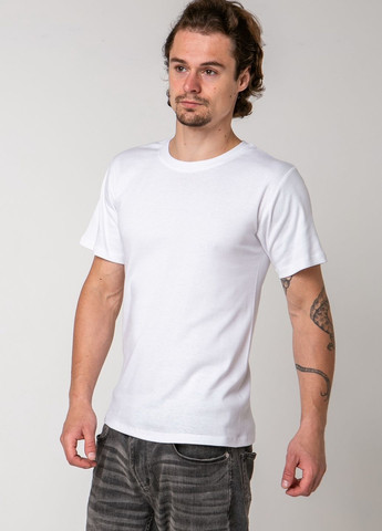 Белая мужская футболка с закрытым горлом Ozkan