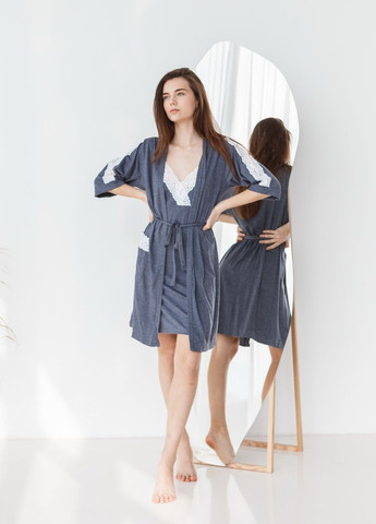 Комплект халат+сорочка с кружевом Nicoletta (278015401)