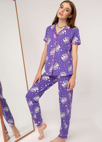 Фиолетовая пижама женская со штанами Nicoletta