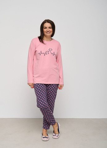 Рожева батальний комплект зі штанами в горошок Nicoletta