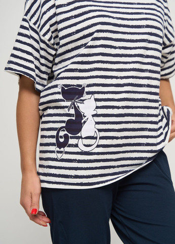 Темно-синяя батальный комплект с капри в полоску Nicoletta