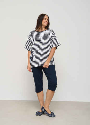 Темно-синяя батальный комплект с капри в полоску Nicoletta