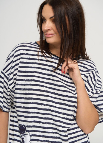 Темно-синяя батальный комплект с капри в полоску Nicoletta