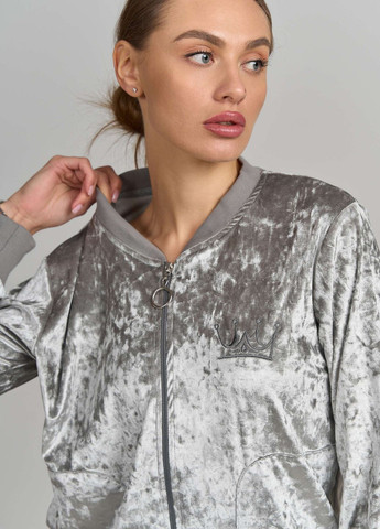 Світло-сіра комплект зі штанами та кофтою на блискавці Nicoletta