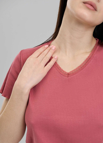 Бордова комплект жіноча футболка з шортиками однотонний Nicoletta