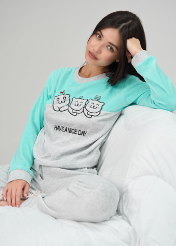 Бірюзова жіночий костюм зі штанами три котики Nicoletta