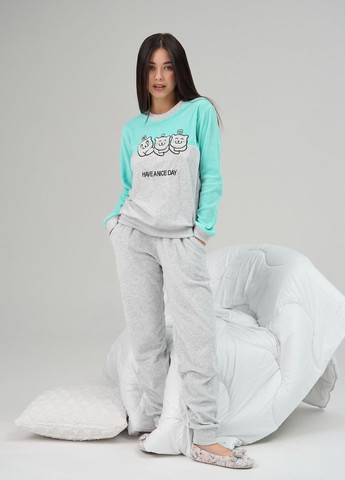 Бірюзова жіночий костюм зі штанами три котики Nicoletta