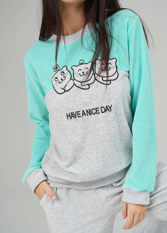 Бірюзова жіночий костюм зі штанами три котики Nicoletta