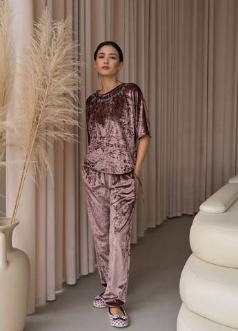 Коричневая комплект со штанами и футболкой на завязке Nicoletta