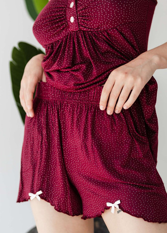 Бордовая комплект майка и шорты бордовый в мелкий горошек Nicoletta
