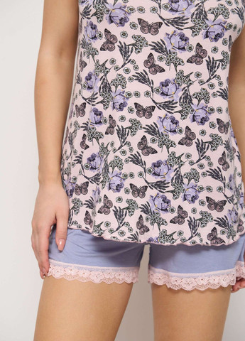 Светло-розовая вискозный комплект с шортами Nicoletta