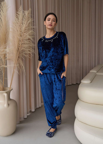 Темно-синяя комплект со штанами и футболкой на завязке Nicoletta