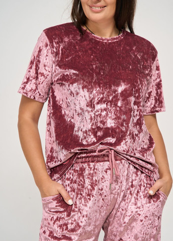 Рожева комплект зі штанами з мармурового велюру Nicoletta