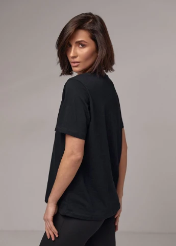 Женская футболка с вышитой надписью Nude Lurex - (277980615)