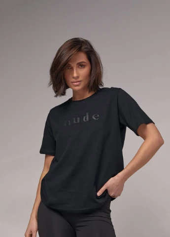 Женская футболка с вышитой надписью Nude Lurex - (277980615)