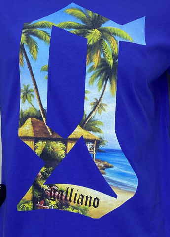 Синя футболка з коротким рукавом Galliano FK-W-5037