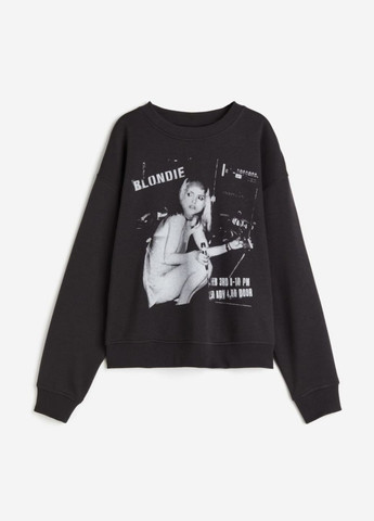 Чорний світшот на флісі H&M малюнок (278033022)