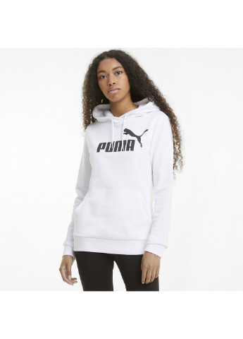 Толстовка Essentials Logo Women's Hoodie Puma - крой однотонный белый спортивный хлопок, полиэстер, эластан - (278601803)