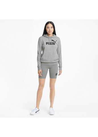 Толстовка Essentials Logo Women's Hoodie Puma - крой однотонный серый спортивный хлопок, полиэстер, эластан - (278601713)