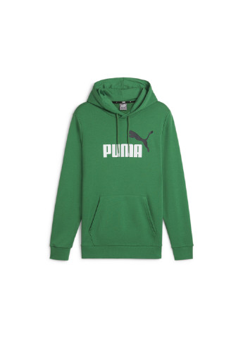 Толстовка Essentials+ Two-Tone Big Logo Men's Hoodie Puma - крой однотонный зеленый спортивный хлопок, полиэстер, эластан - (278611483)