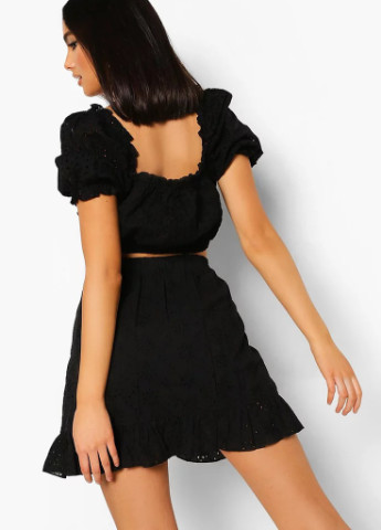 Спідниця з шляркою і перфорацією Boohoo (256550847)