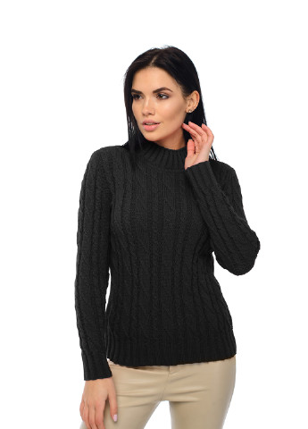 Чорний жіночий м'який светр з коміром стійка SVTR