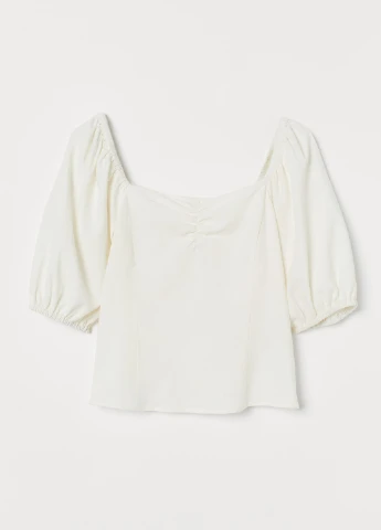 Молочная блуза из льна H&M