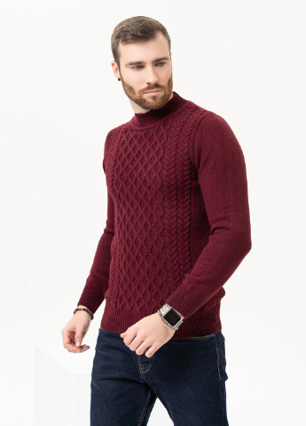 Бордовый зимний свитер мужской джемпер ISSA PLUS GN4-97