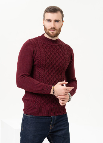 Бордовый зимний свитер мужской джемпер ISSA PLUS GN4-97
