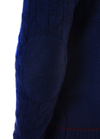 Темно-синий джемпер с узором и контрастными полосами SVTR