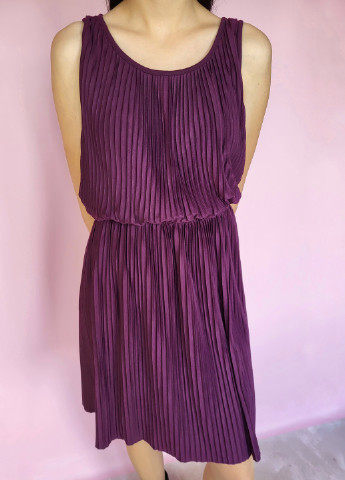 Фиолетовое платье однотонное плисе No Brand