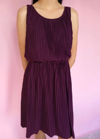Фиолетовое платье однотонное плисе No Brand