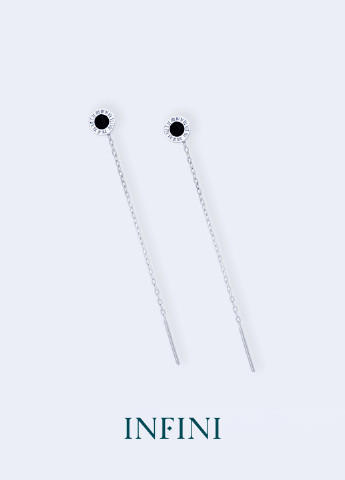 Сережки срібні з чорною емаллю Infini (256615121)