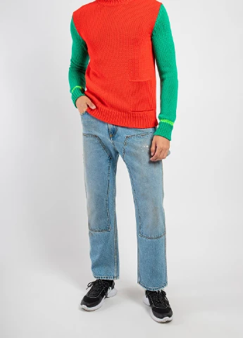 Синие демисезонные синие джинсы с эффектом изношенности MSGM