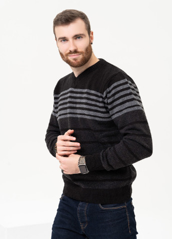 Черный зимний свитер мужской пуловер ISSA PLUS GN4-95