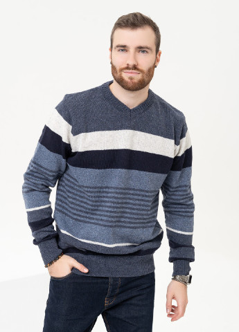 Синий зимний свитер мужской пуловер ISSA PLUS GN4-96