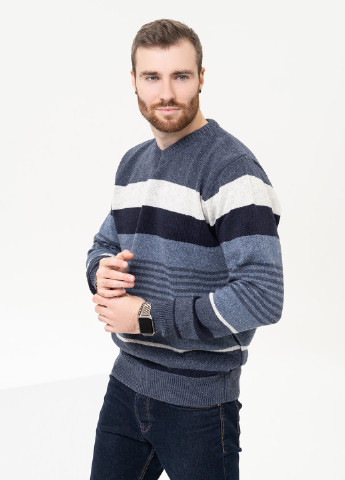 Синий зимний свитер мужской пуловер ISSA PLUS GN4-96