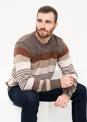 Коричневий зимовий светр чоловічий пуловер ISSA PLUS GN4-96