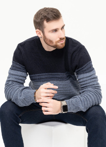 Темно-синій зимовий светр чоловічий джемпер ISSA PLUS GN4-94