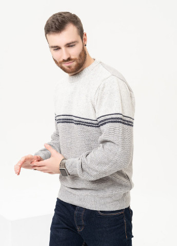 Светло-серый зимний свитер мужской джемпер ISSA PLUS GN4-92