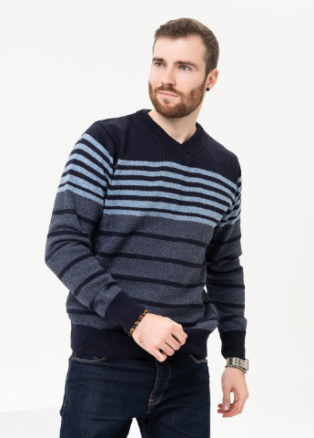 Темно-синий зимний свитер мужской пуловер ISSA PLUS GN4-95