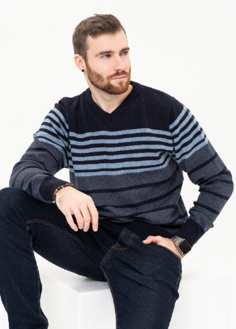 Темно-синій зимовий светр чоловічий пуловер ISSA PLUS GN4-95