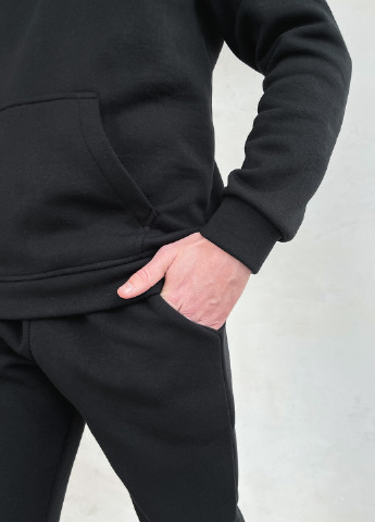 Черный зимний теплый мужской спортивный костюм на флисе черного цвета 100000208 брючный Merlini Виско