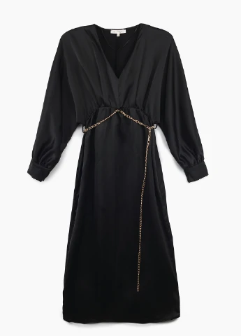 Черное повседневный платье Sateen