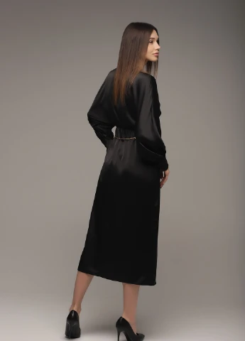 Черное повседневный платье Sateen