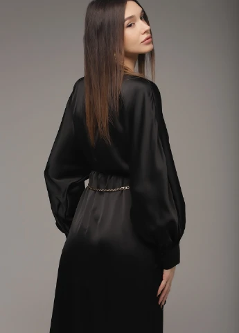 Черное повседневный платье Sateen
