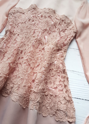 Рожева коктельна сукня рожева з мереживом No Brand